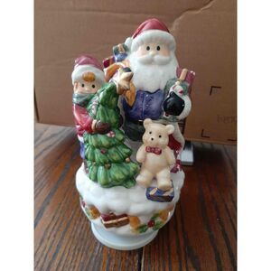 Vintage Christmas Holiday Santa Music Box Christmas Tree Figure Figurine